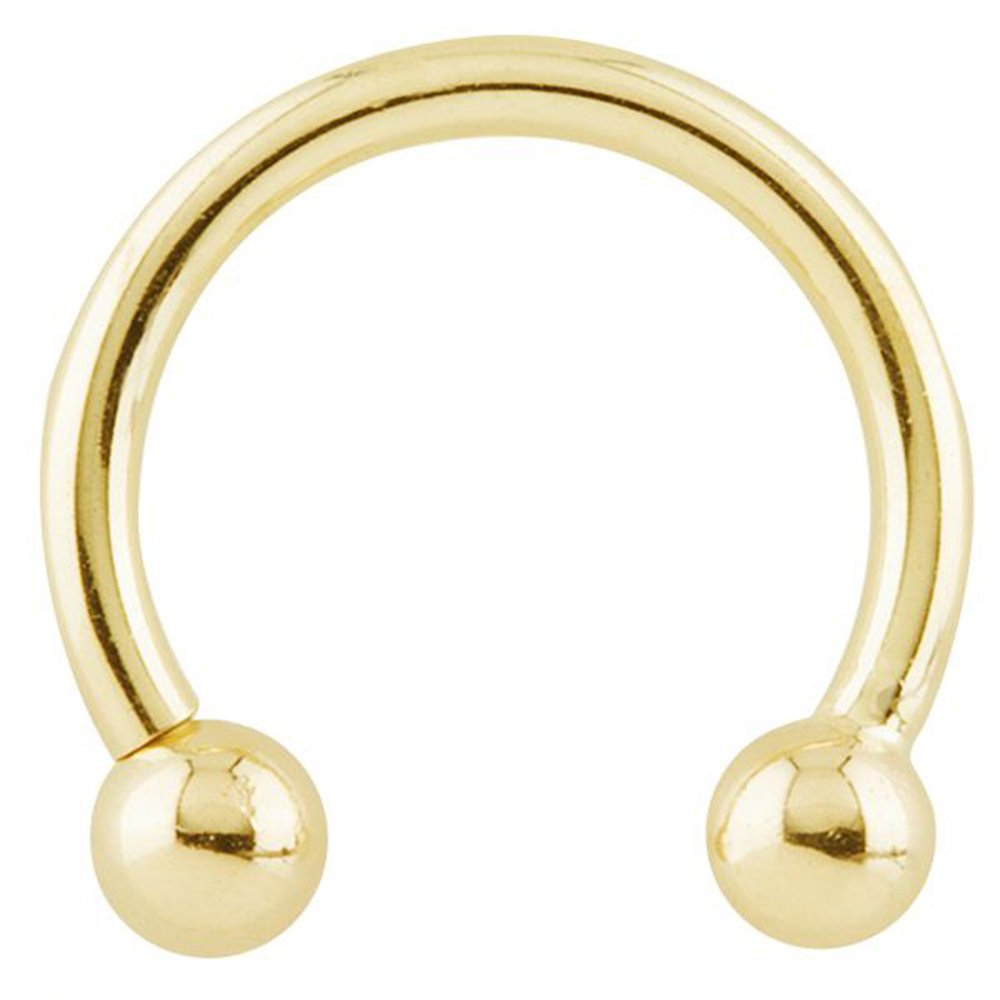 FreshTrends 16G 14k Yellow Gold Circular Barbell Body Jewelry - Cartilage, Tragus, Rook Earring & Lip Eyebrow Ring - Perfect for Piercing Lovers & Alternative Fashion