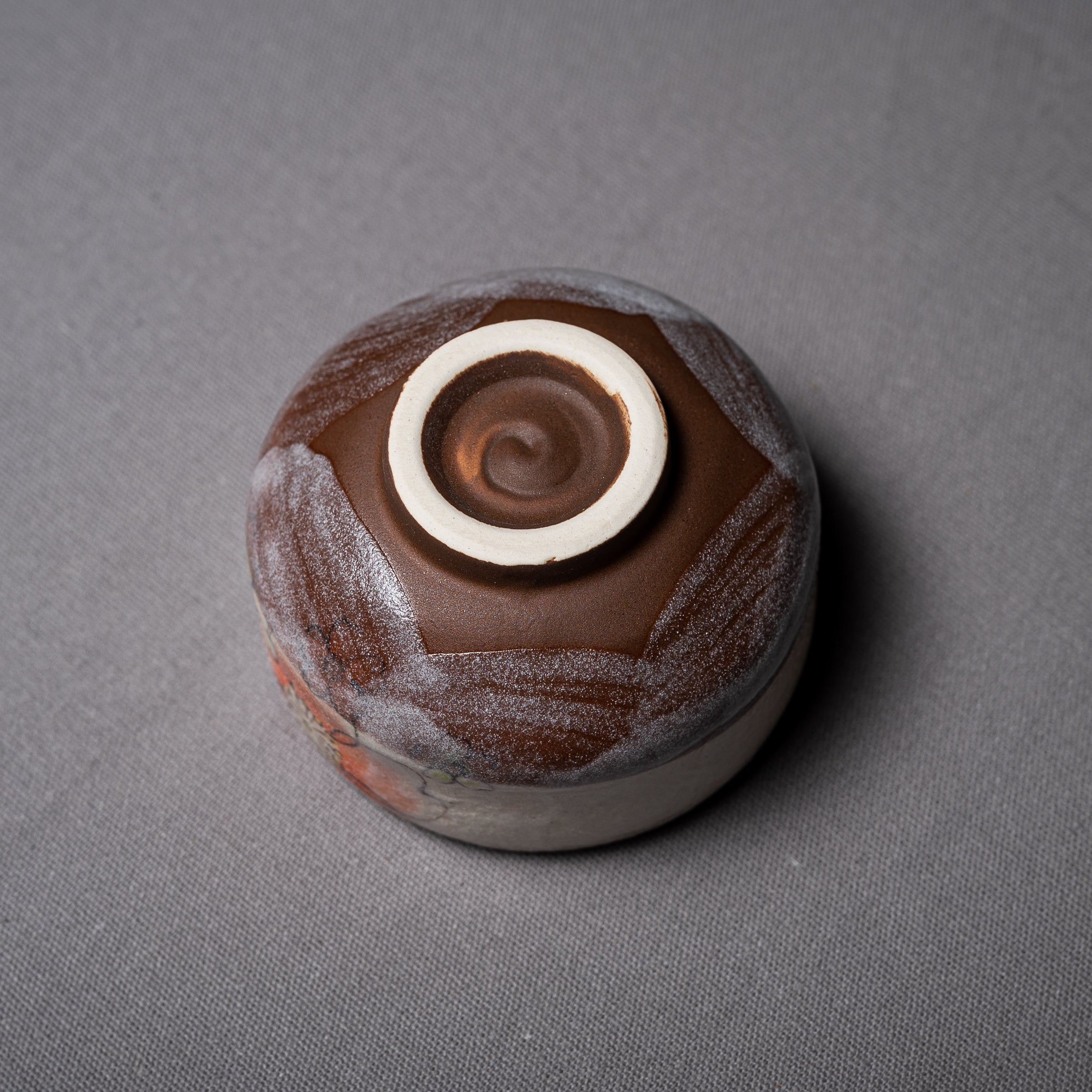 Mini Matcha Bowl with Orange Flower Design - Japanese Ceramic Tea Cup for Matcha, Green Tea, or Coffee - Perfect for Tea Ceremonies, Home Decor, or Gifts