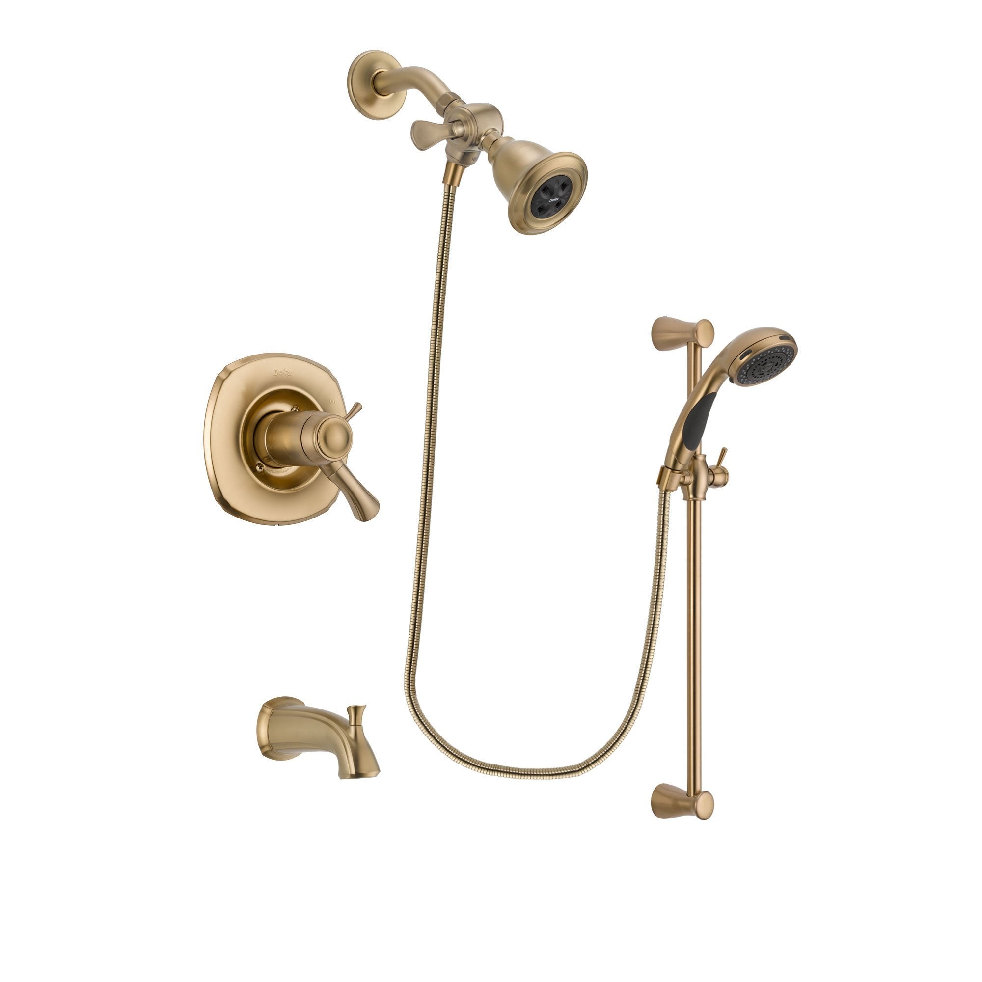 Delta Addison Champagne Bronze Thermostatic Tub and Shower Faucet System with Water-Efficient Showerhead, Handheld Sprayer & Slide Bar - Includes Rough-in Valve & Tub Spout DSP3451V - Perfect for Bathroom Renovation & Luxury Spa Experience