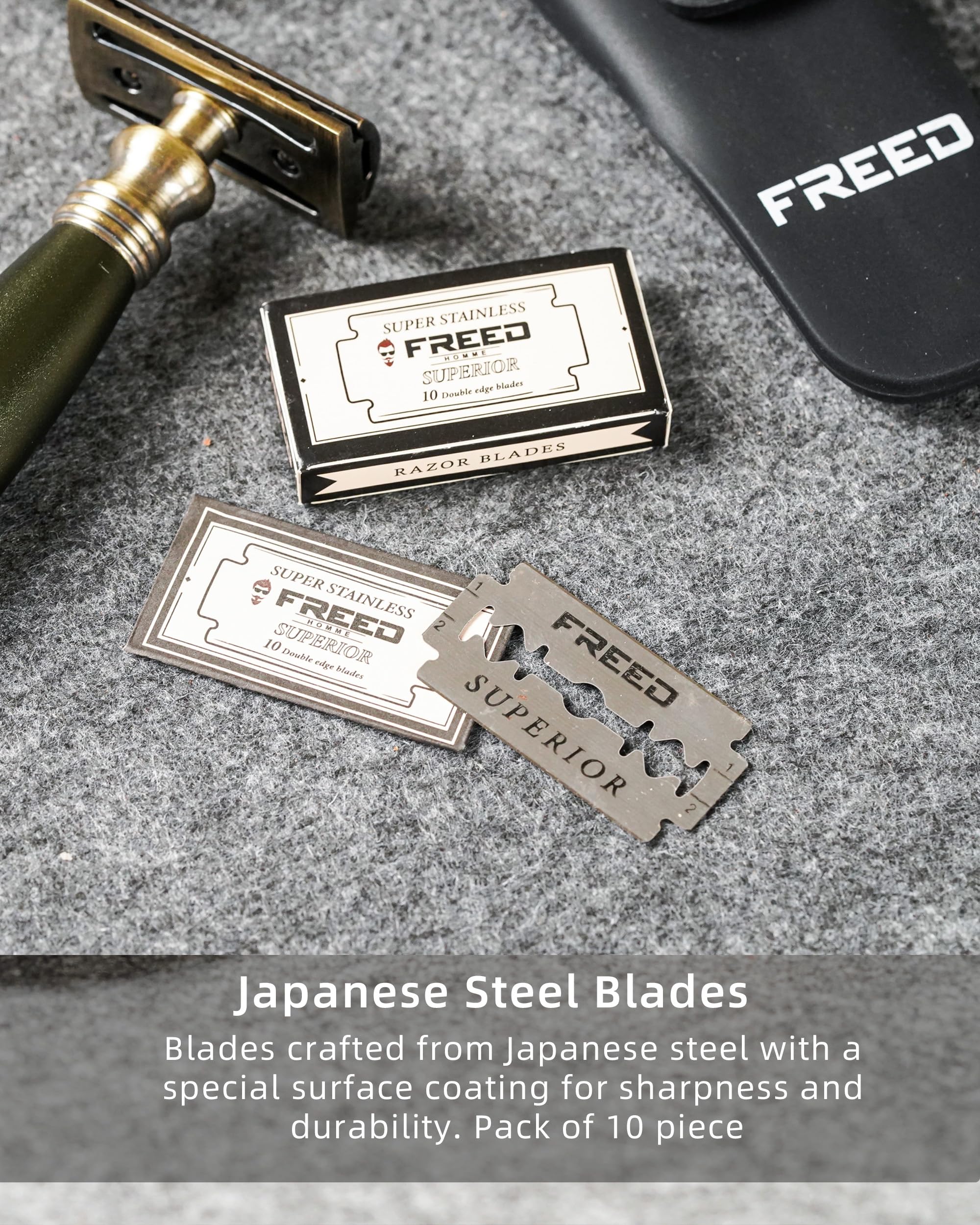 Premium Bronze Engraved Men's Shaving Kit - Metal Handle Safety Razor with Travel Case, Stand & 10 Blades - Perfect Gift for Father's Day, Birthday & Anniversary - Luxury Wet Shaving Experience for Home & Travel