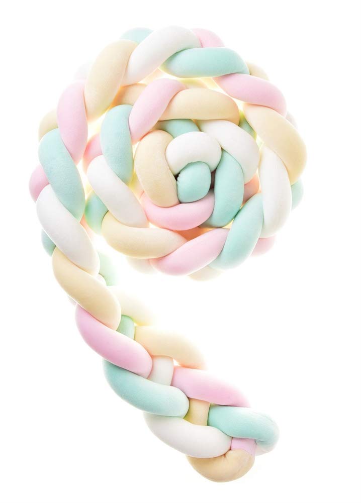 Handmade Braided Knit Plush Throw Pillow - Soft Round Knot Cushion for Sofa, Bed & Couch Decor (Pink, White, Green, Yellow) | Includes Laundry Bag | Perfect for Living Room, Nursery & Cozy Home Accents
