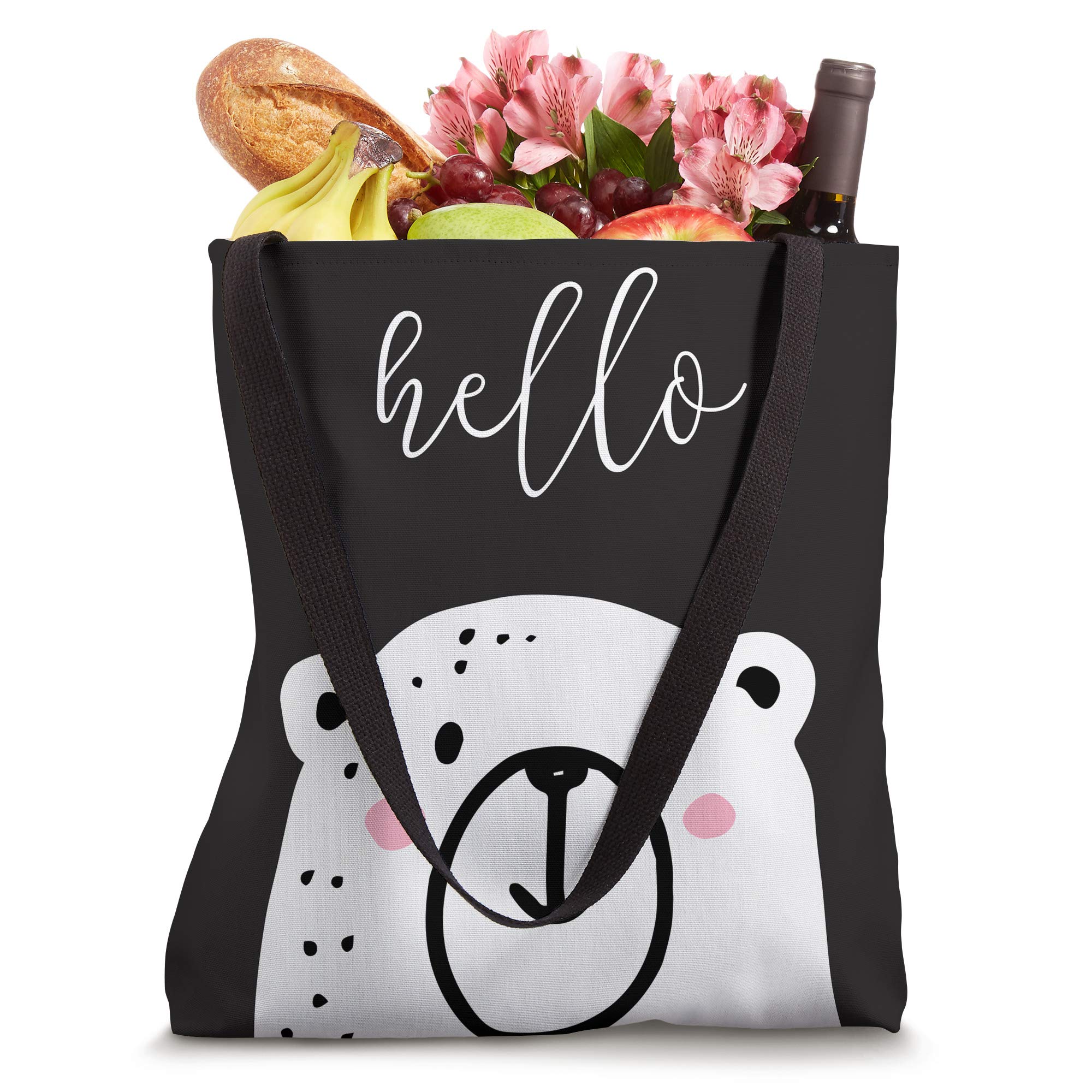 Stylish Black & White Polar Bear Print Tote Bag - Durable & Eco-Friendly AES433 Canvas Shopping Bag for Groceries, Beach, Work & Travel