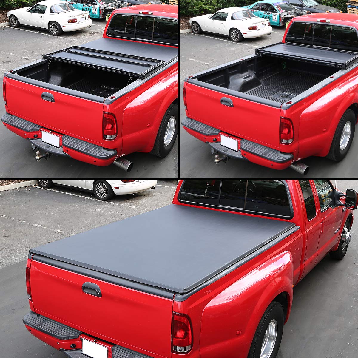 DNA MOTORING Soft Tri-Fold Adjustable Tonneau Cover for 2005-2019 Nissan Frontier 6'1