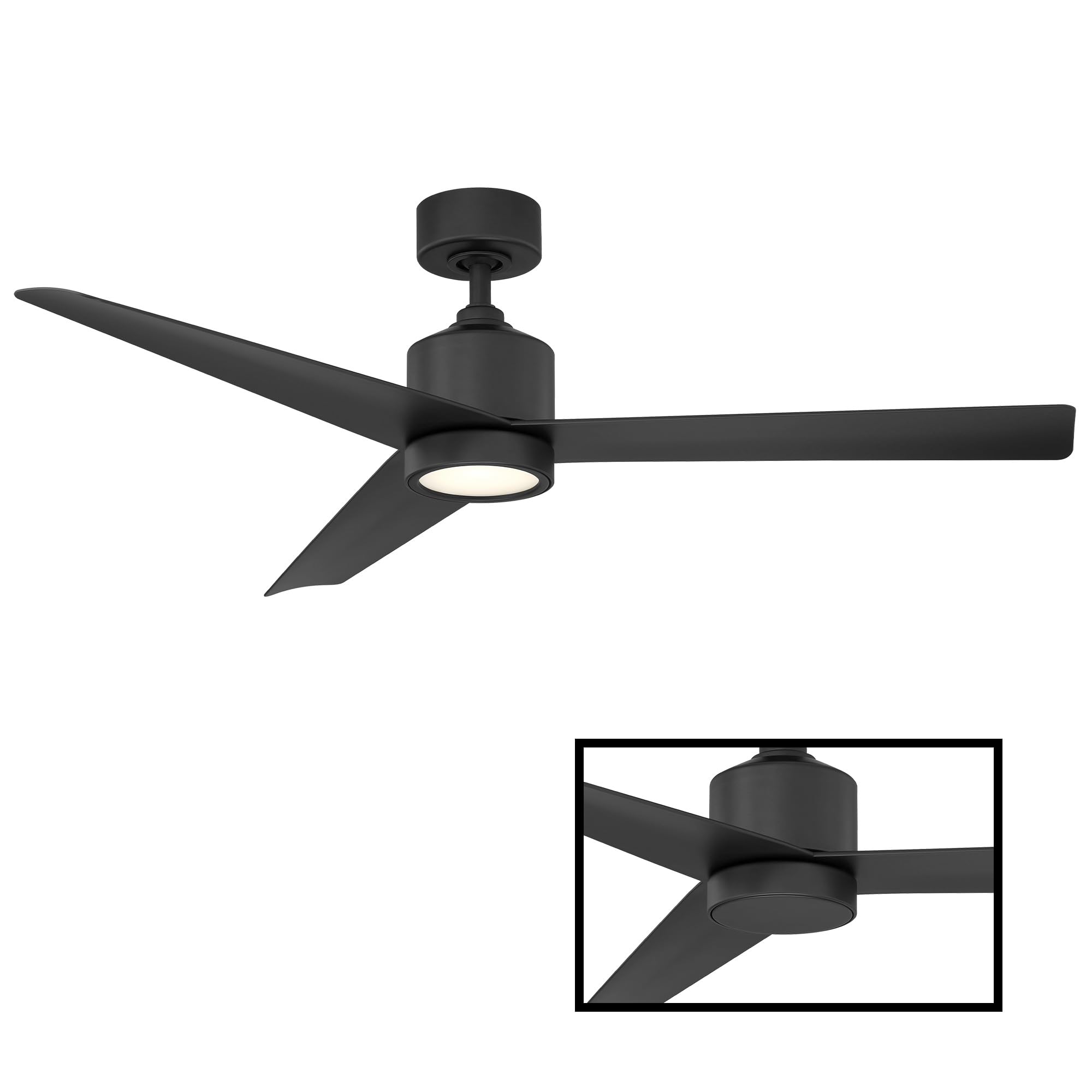 Lotus Smart 54in Matte Black 3-Blade Ceiling Fan with 3000K LED Light Kit, Remote Control, Alexa & Google Assistant Compatible, Ideal for Living Room, Bedroom, and Patio
