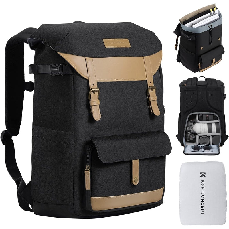 K&F Concept Professional Camera Backpack - Waterproof DSLR/SLR/Mirrorless Bag with Laptop Compartment & Tripod Holder - Perfect for Travel, Hiking & Photography Sessions