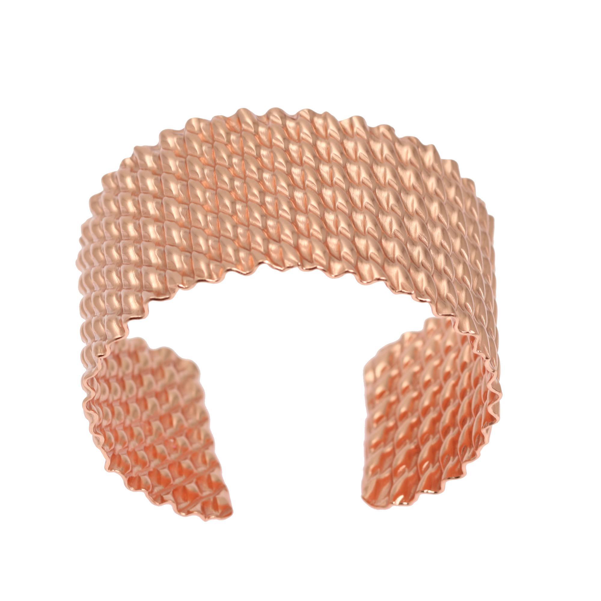 Double Corrugated Copper Cuff Bracelet - Handmade Boho Jewelry for Women - Adjustable Bangle for Festival, Wedding & Everyday Wear