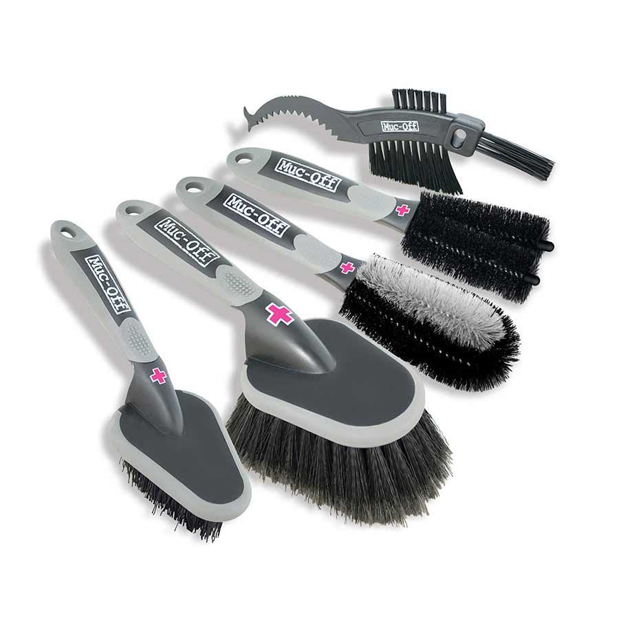 Muc Off 5 Piece Bike Cleaning Brush Set - Premium Bicycle Maintenance Kit for Road & Mountain Bikes - Perfect for Deep Cleaning Drivetrain, Chain & Hard-to-Reach Areas