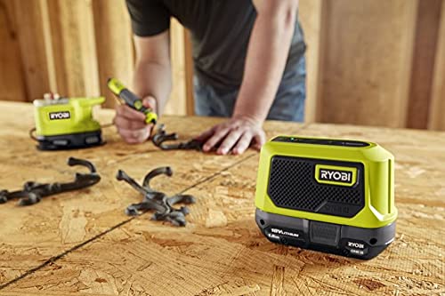 Ryobi PAD02B ONE+ 18V Cordless Bluetooth Speaker - Compact, Portable & Wireless for Job Sites, Camping, Outdoor Activities (Tool Only)