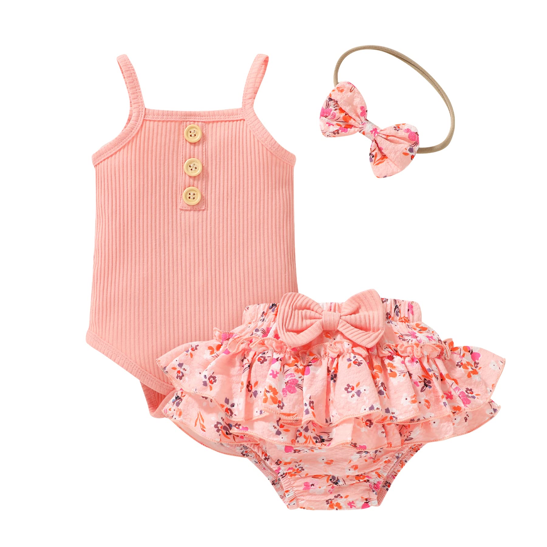 Floral Halter Romper & Ruffle Shorts Set for Baby Girls - Cute Summer Outfit | Infant Boutique Clothing for Playdates, Beach & Photo Shoots