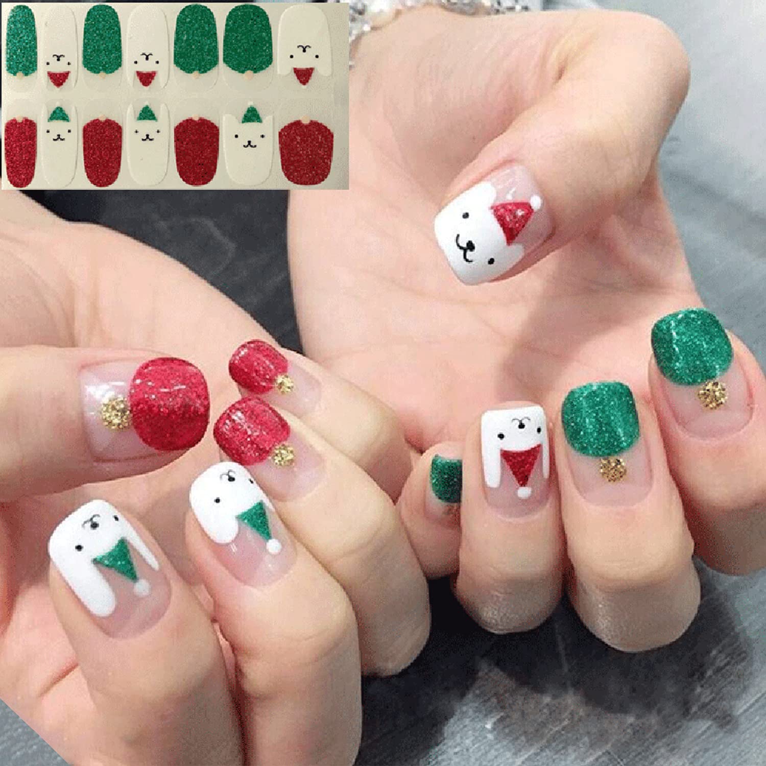 336-Piece Christmas Nail Stickers Kit - 24 Sheets Full Nail Wraps with Adhesive, Nail Art Decals & Polish Strips for Women - Includes Nail File & Cuticle Stick (Trend Series) - Perfect for Holiday Parties, Gift Giving & DIY Nail Designs