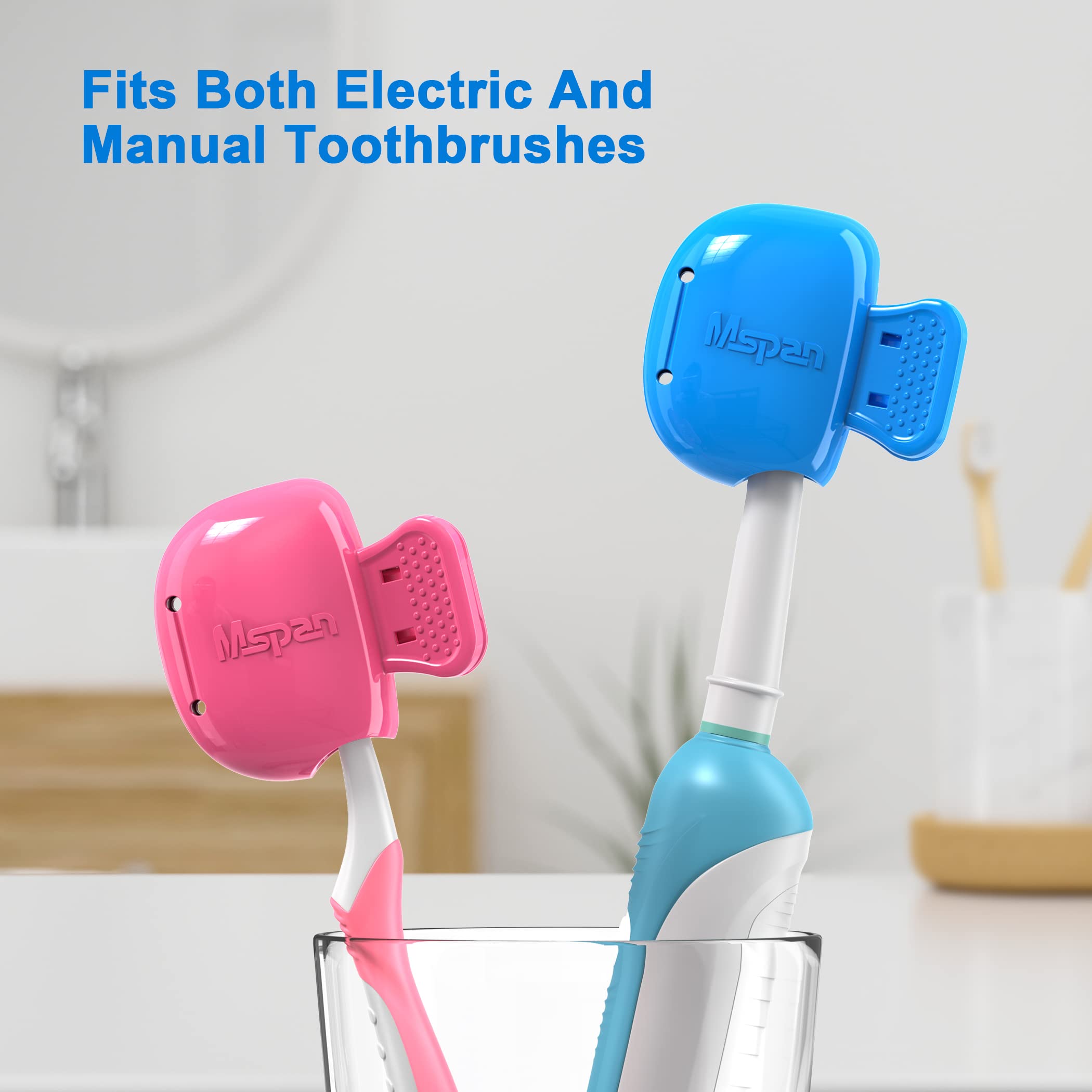 Mspan Toothbrush Head Protector Cover - Compatible with Oral-B, Philips, Colgate Manual & Electric Toothbrushes - Hygienic Travel Storage Case (2 Pack) - Perfect for Home, Travel & Bathroom Organization