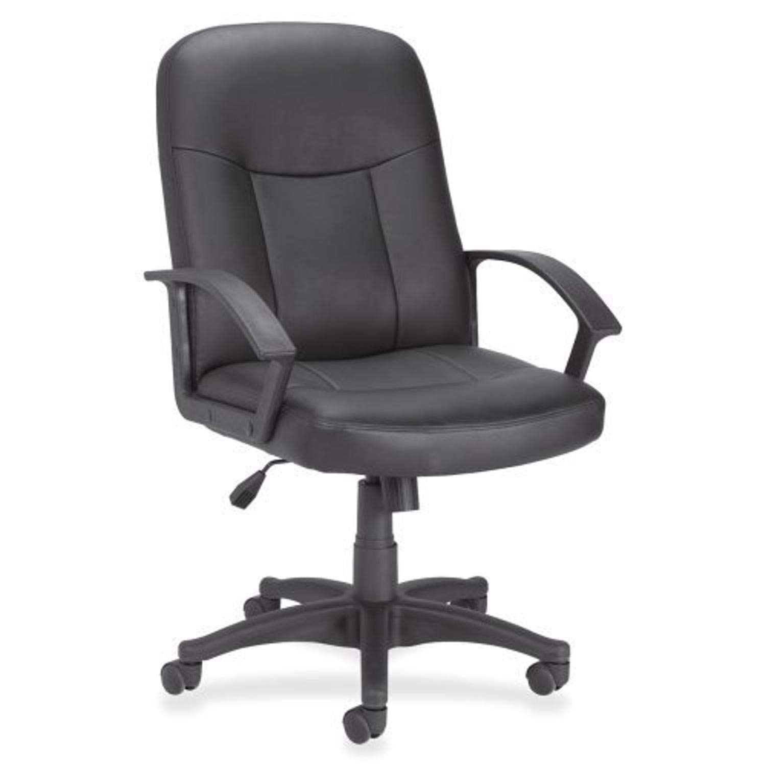 Lorell Leather Managerial Mid-Back Chair - Ergonomic Office Chair with Adjustable Height & Lumbar Support - Perfect for Home Office, Executive Desk & Conference Rooms