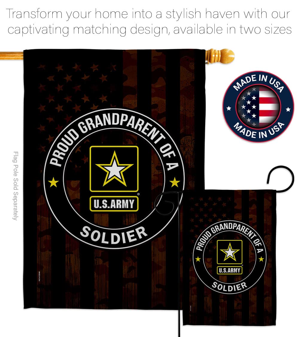 Proud US Military Grandparent Army House Flag Set - Double-Sided Armed Forces Rangers Banner for Veterans & Retirees | Made in USA | Perfect for Garden, Yard & Patriotic Home Decor