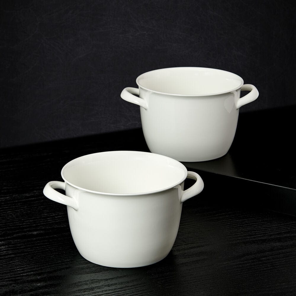 Lucerne Set of 2 Double Handled Bowls - Premium Ceramic Serving Bowls for Soup, Salad, Pasta - Perfect for Dining, Entertaining & Kitchen Decor