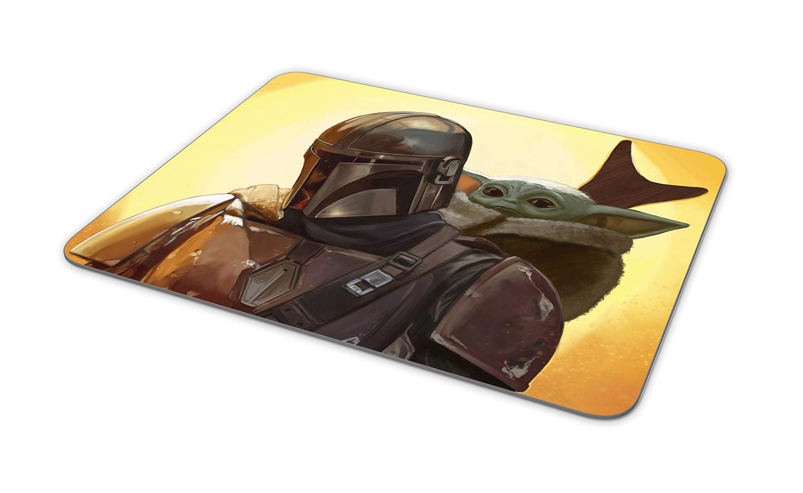 Star Wars Baby Yoda & Mandalorian Mouse Pad - Non-Slip Rubber Gaming Mouse Mat for Office & Home Use - Perfect for PC, Laptop, Computer Workstations & Gaming Setups