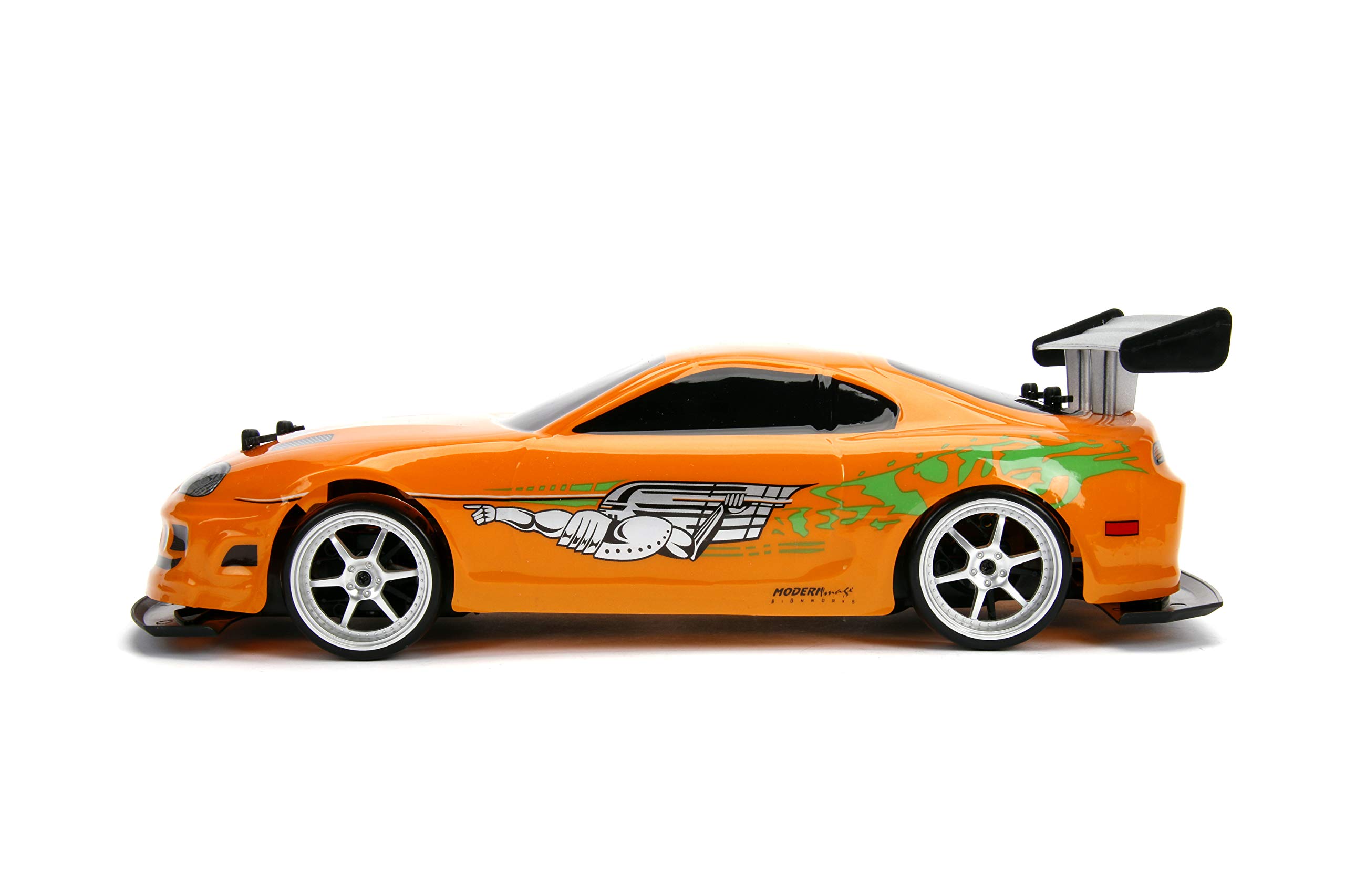 Jada Toys Fast & Furious 1:10 Toyota Supra RC Drift Car - 2.4GHz Remote Control with Extra Tires, High-Speed Drifting & Sliding Action - Collectible Toy for Kids & Adults (Orange & Black) - Perfect for Racing, Stunt Shows & Movie Reenactments