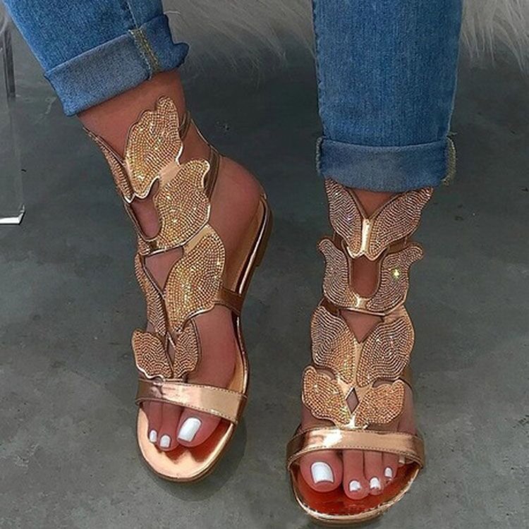 Sparkling Rhinestone Butterfly Sandals for Women - Elegant Summer Beach Wedding Party Shoes | Perfect for Bridal Showers, Vacations & Outdoor Events
