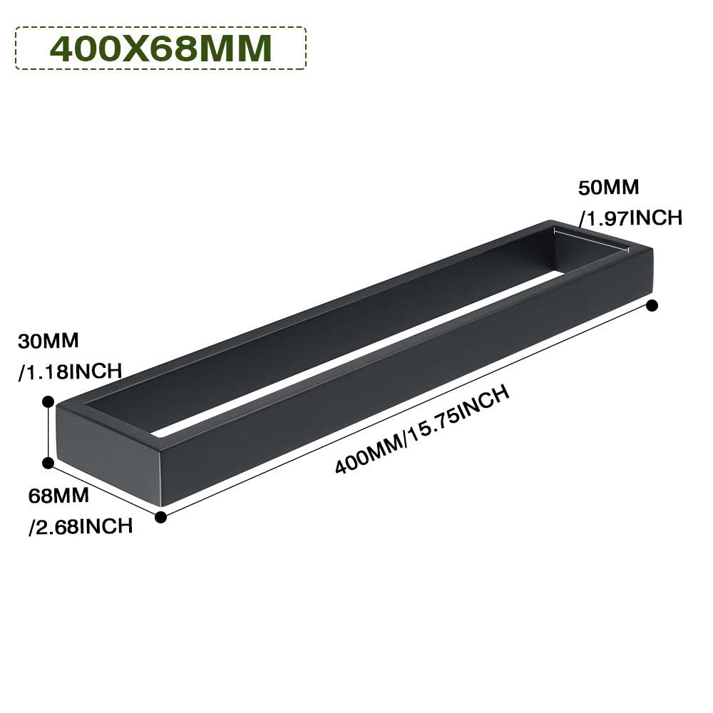 20/30/40/50cm Black Matte 304 Stainless Steel Wall-Mounted Self-Adhesive Towel Holder Ring - Bathroom Towel Rail Bar for Kitchen, Spa & Home Decor