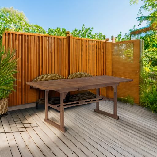 Walker Edison Maui Modern Solid Acacia Wood Slatted Patio Dining Table - 78 Inch Dark Brown Outdoor Furniture for Garden, Backyard, Poolside & Restaurant Dining