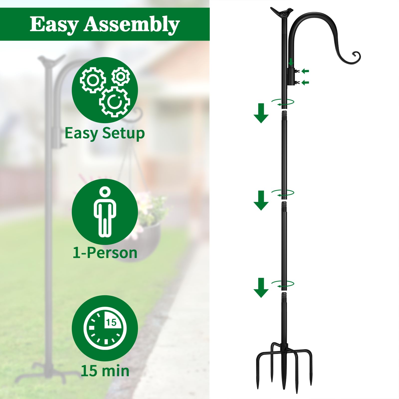 **35 Inch Heavy Duty Adjustable Shepherd Hooks - 2 Pack for Bird Feeders, Hanging Plants, Solar Lights & Wedding Decor - Perfect for Garden, Patio & Outdoor Decor**