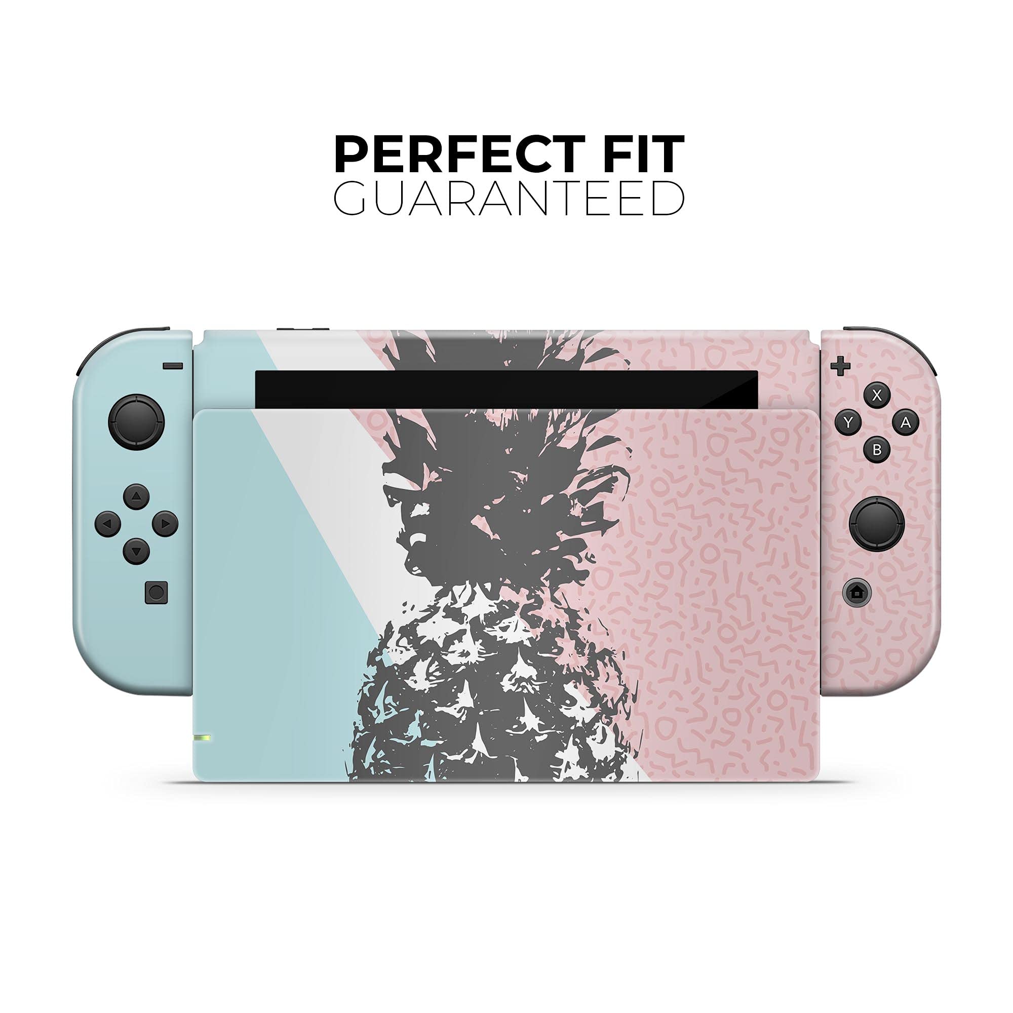 Nintendo Switch Console Skin Decal - Coral Mint Summer Pineapple Design, Scratch-Resistant Removable Vinyl Wrap Cover - Perfect for Gaming Protection & Customization