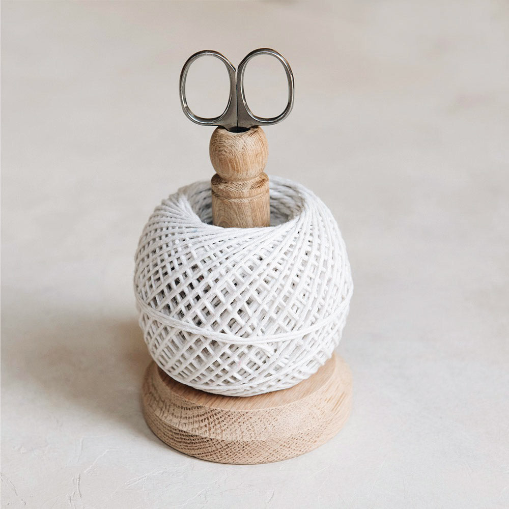 Premium Oak Twine Stand - Natural Wood Rope Holder for Crafting, Gift Wrapping & Home Decor | Perfect for DIY Projects, Scrapbooking & Farmhouse Style Decorations