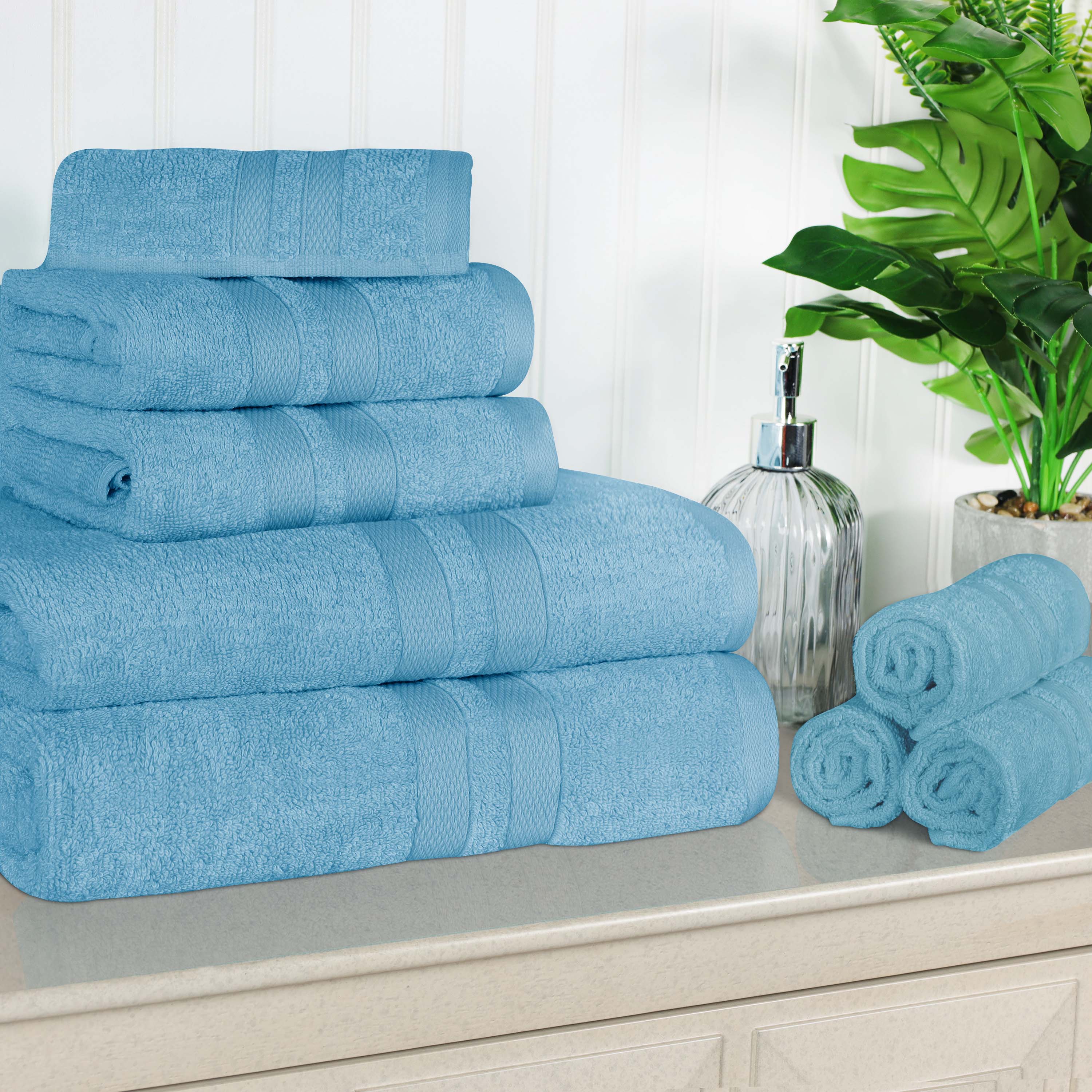 Ultra Soft Cotton Absorbent 8-Piece Towel Set - Premium Bath & Hand Towels for Spa, Gym, and Home Use - Quick Dry & Highly Absorbent
