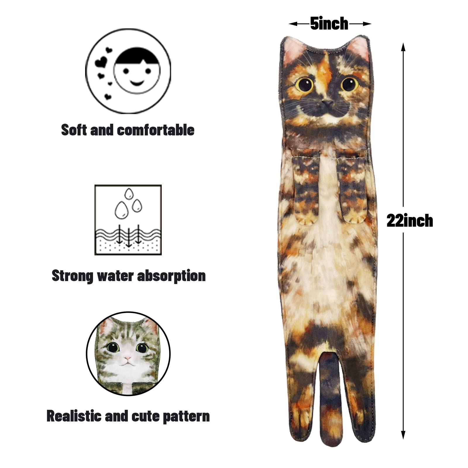Cute Cat Quick-Dry Hand Towels for Bathroom & Kitchen - Absorbent Hanging Decorative Face Towels, Funny Gifts for Cat Lovers (Ginger) - Perfect for Home Decor, Housewarming & Pet Lover Presents