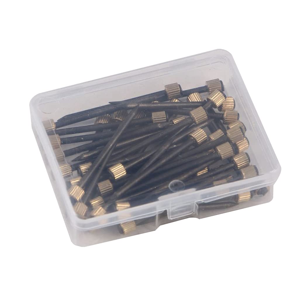 DOITOOL 50-Pack Black Clothes Hangers & Brass Head Iron Wall Hooks - Heavy Duty Picture Hanging Nails for Photo Frames, Clocks, Mirrors & Home Decor (Black) - Perfect for Living Room, Bedroom & Gallery Wall Display