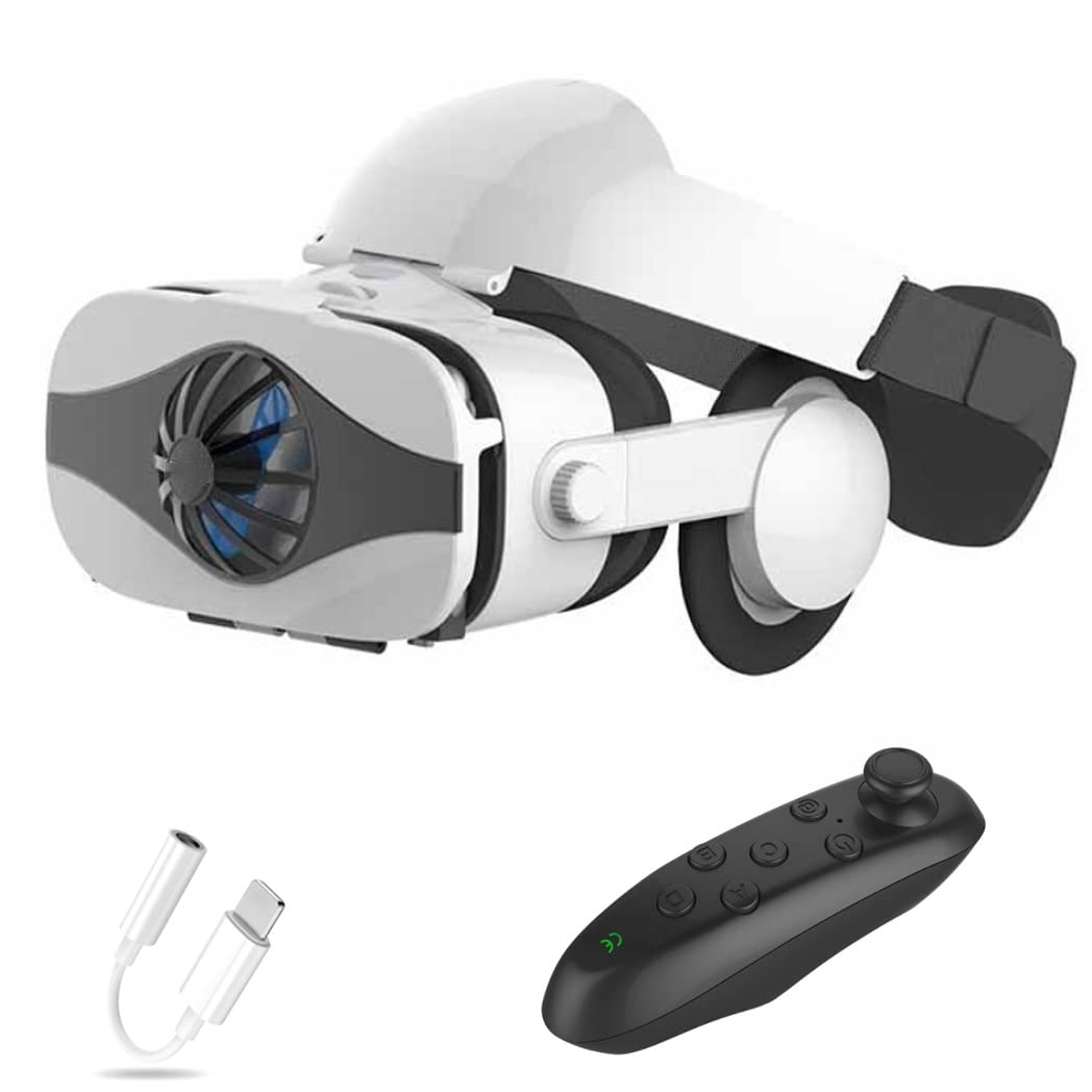 3D VR Headset with Bluetooth Controller - Compatible with iPhone 13 Pro Max/13 Pro/13/12/11, Samsung Galaxy S21, Huawei & Xiaomi Series - Immersive Virtual Reality Gaming & Movie Experience for Smartphones (iOS/Android) - Perfect for Home Entertainment, Gaming & VR Exploration