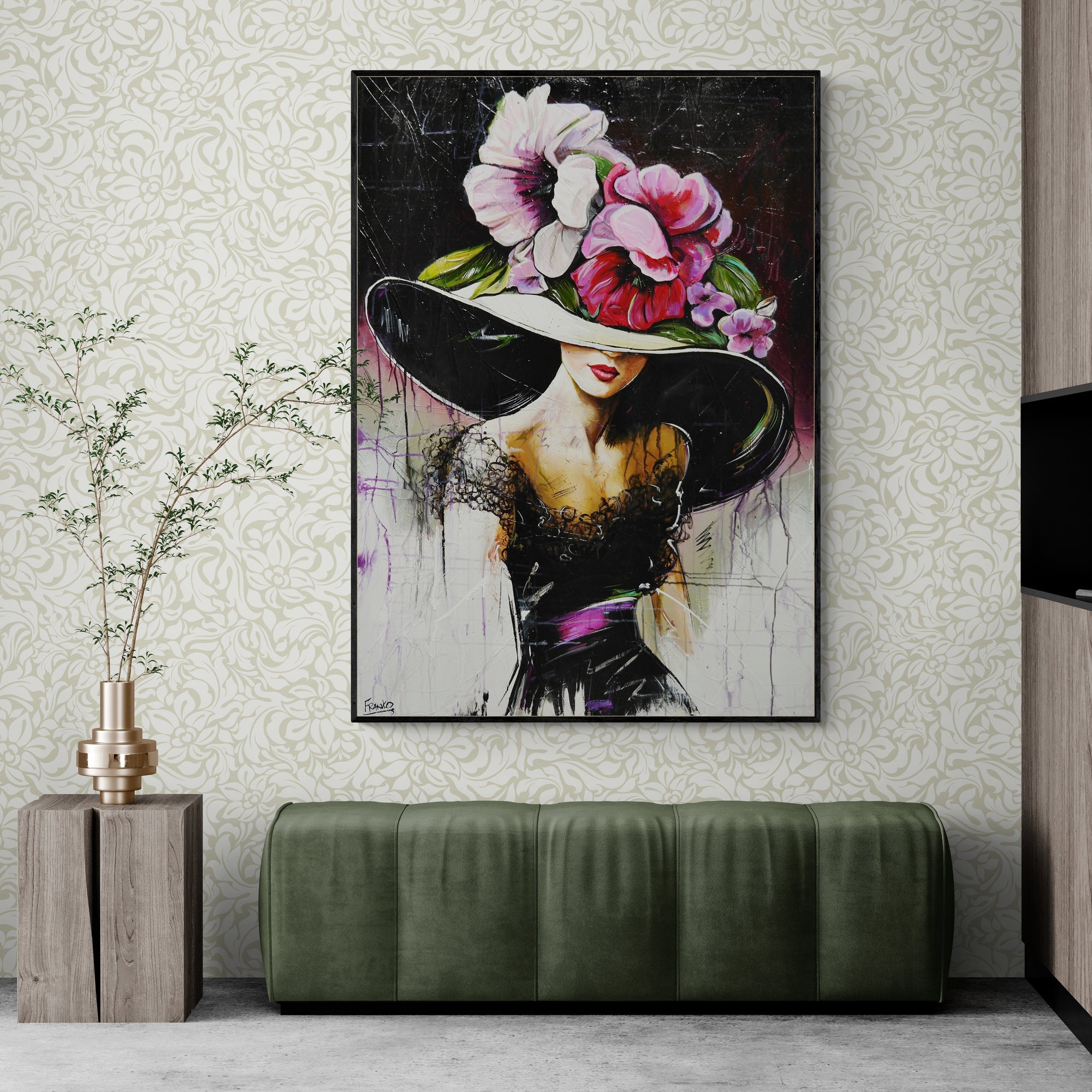 Jayne 140cm x 100cm Elegant Textured Abstract Floral Canvas Art - Modern Home Decor for Living Room, Bedroom & Office Wall