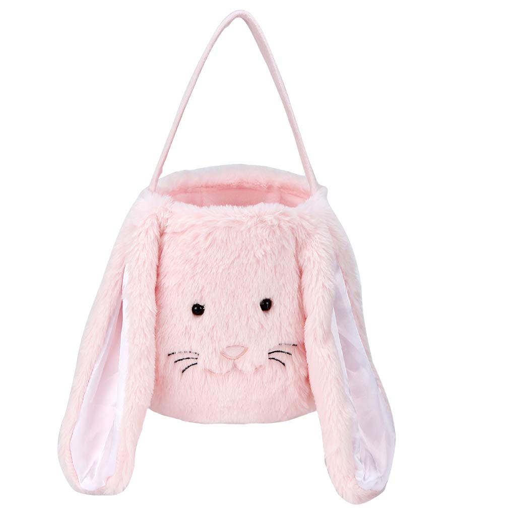 Soft Plush Easter Bunny Basket for Kids - Personalized Easter Egg Hunting Tote with Long Ears for Boys & Girls - Easter Decorations, Candy Holder & Gift Basket for Holiday Celebrations