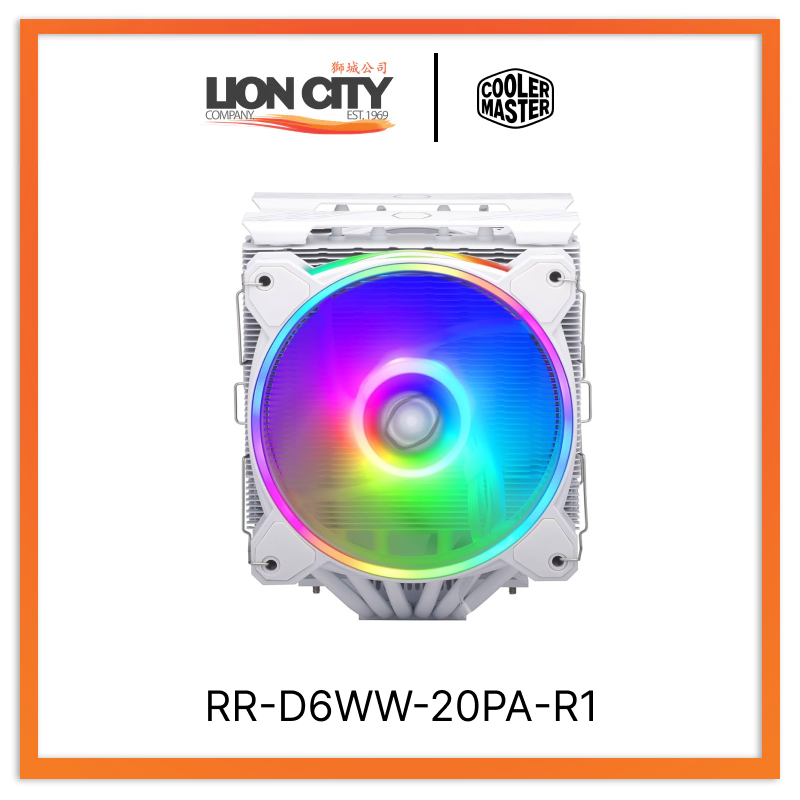 Cooler Master Hyper 622 Halo White ARGB CPU Cooler - Dual Tower Air Cooler with 6 Heat Pipes, 120mm PWM Fan, White LED Lighting - Perfect for Gaming PCs & High-Performance Builds