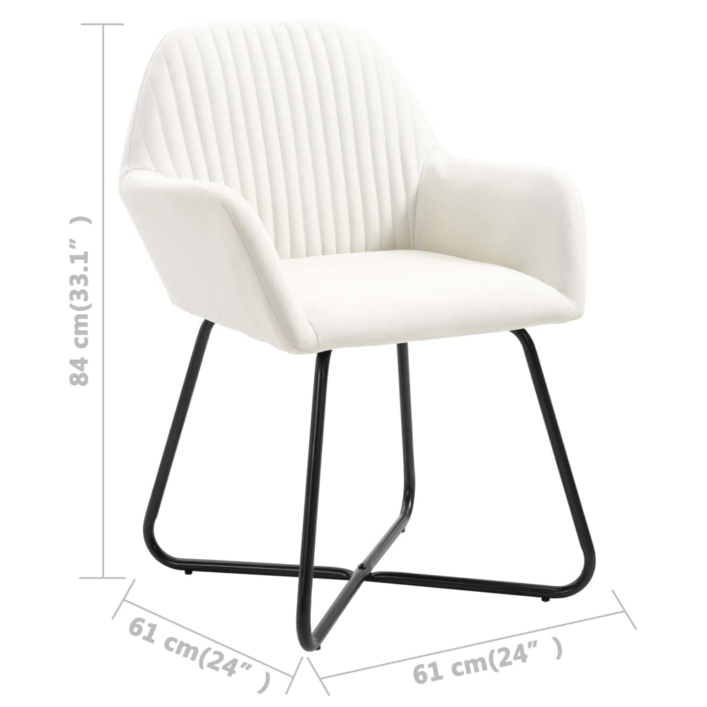 SKM Modern Dining Chairs Set of 2 - Cream Fabric Upholstered Kitchen Chairs with Sturdy Metal Legs - Perfect for Dining Room, Kitchen, Breakfast Nook and Small Spaces
