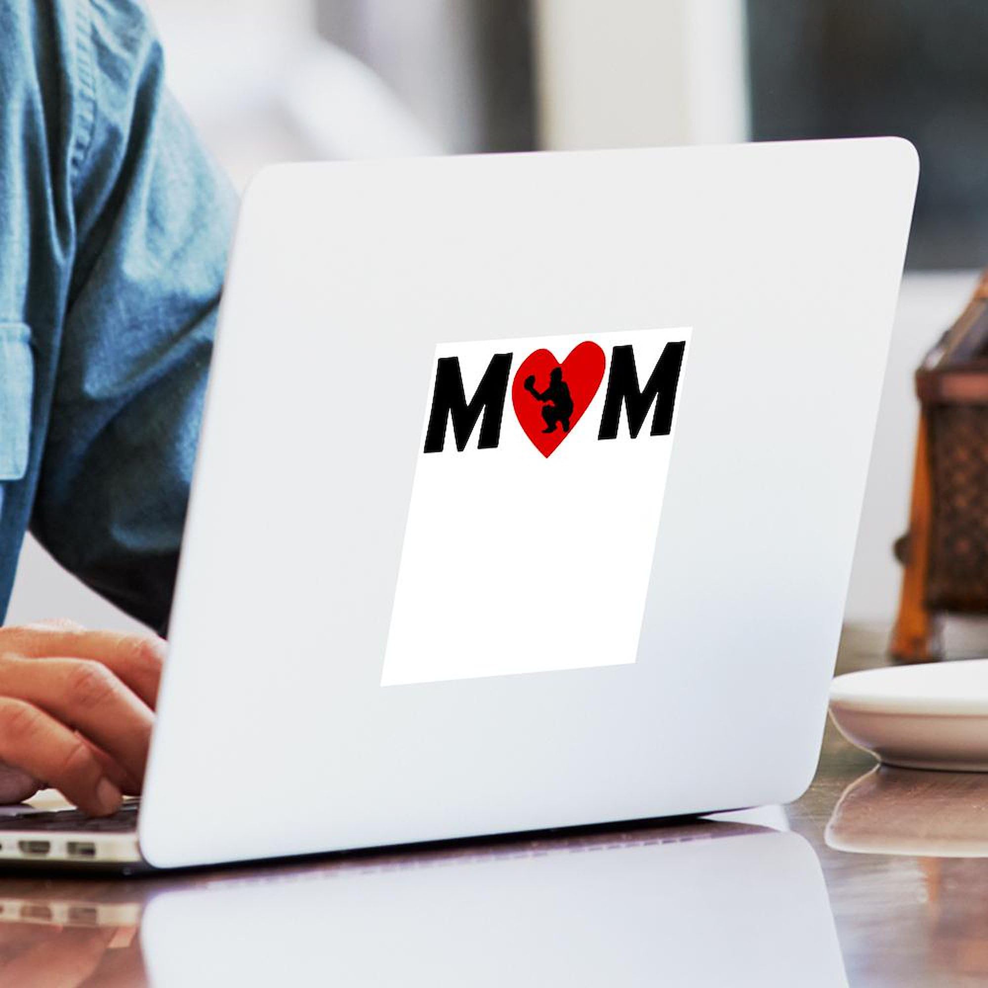 Baseball Catcher Heart Mom Sticker - Square Bumper Decal for Car, Laptop & Water Bottle - Perfect for Baseball Moms, Sports Fans & Team Spirit