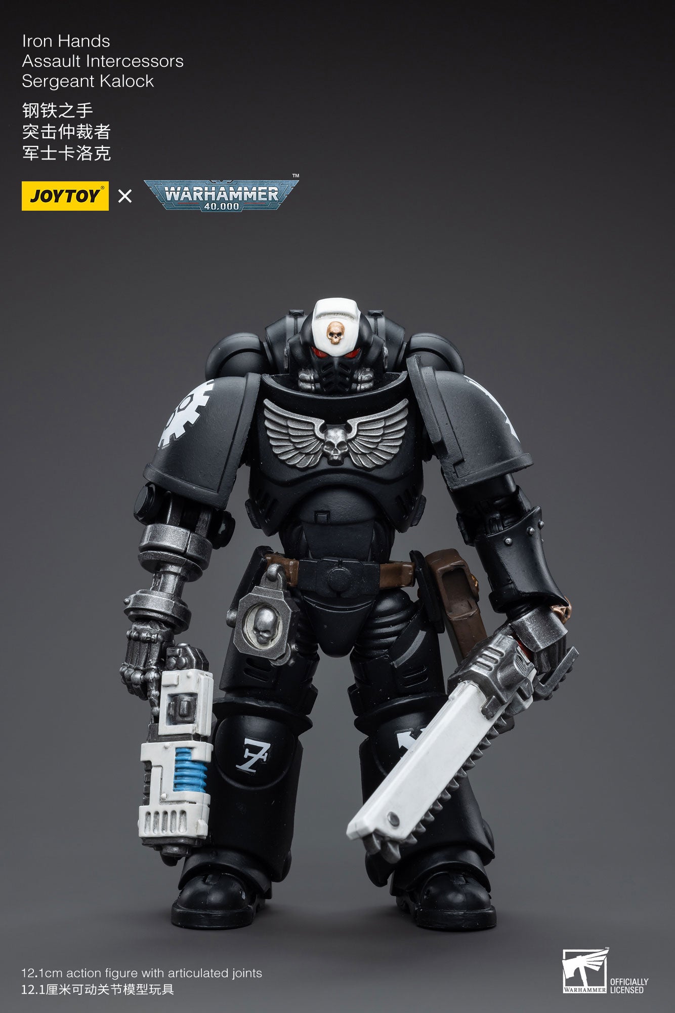 JOYTOY 3.75 Inch Warhammer 40K Iron Hands Assault Intercessors Sergeant Kalock Action Figure - 1/18 Scale Collectible Model for Tabletop Gaming & Display