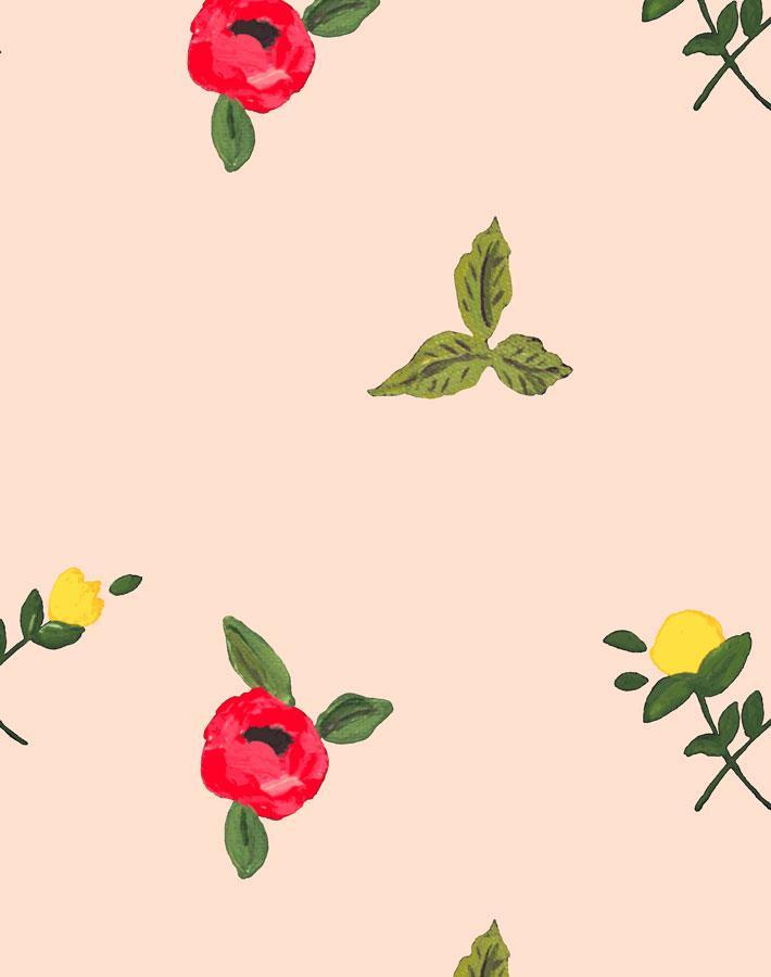 Carly Beck 'Grand Villa Garden' Peach Wallpaper - Elegant Floral Peel and Stick Wallpaper for Living Room, Bedroom, and Home Decor