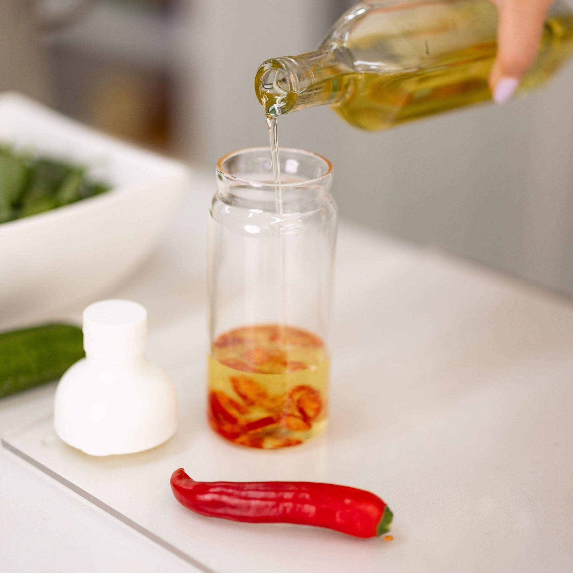 Premium Glass Water Bottle with Silicone Infuser - Leak-Proof & BPA-Free - Perfect for Infusing Fruits, Herbs & Tea at Home, Gym or Office