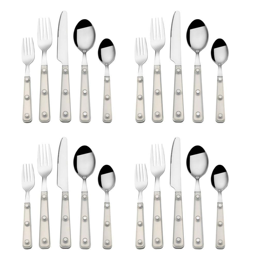 Translucent Clear 20-Piece Flatware Set - Stainless Steel Silverware for 4 People | Perfect for Dinner Parties, Wedding Gifts & Everyday Dining