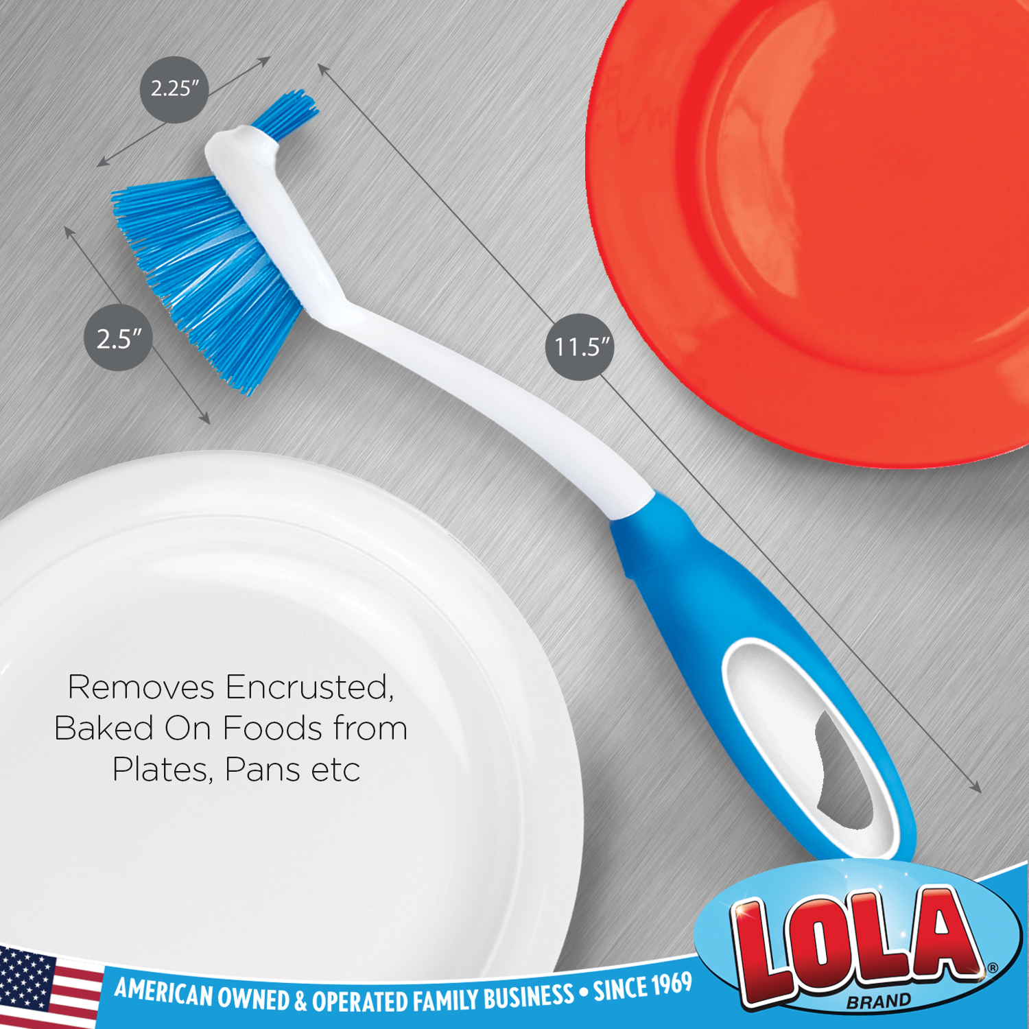 Lola Pro Dish Brush - Premium Kitchen Cleaning Brush with Ergonomic Handle for Effortless Scrubbing - Ideal for Pots, Pans, Dishes & Tough Stains