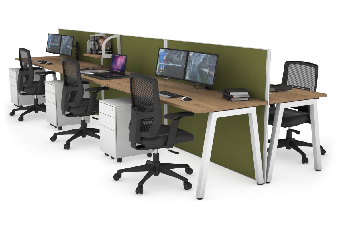 Horizon Quadro 6-Person Office Workstation Bench with A-Legs - 1200L x 700W Dimensions - Perfect for Conference Rooms, Coworking Spaces & Open Office Layouts