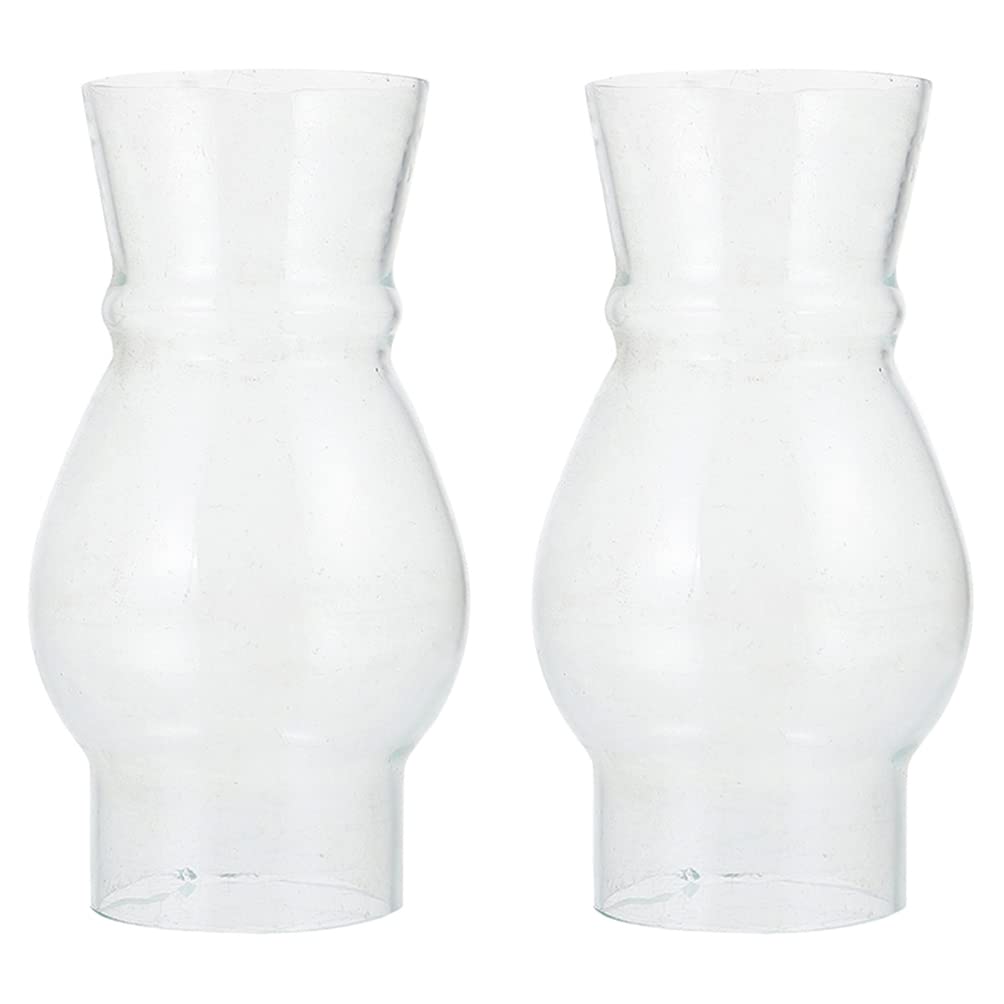 2PCS Clear Glass Lampshade Replacement for Kerosene Oil Lamps - Vintage Style Home Decor Lighting Accessory for Living Room, Bedroom, and Outdoor Camping