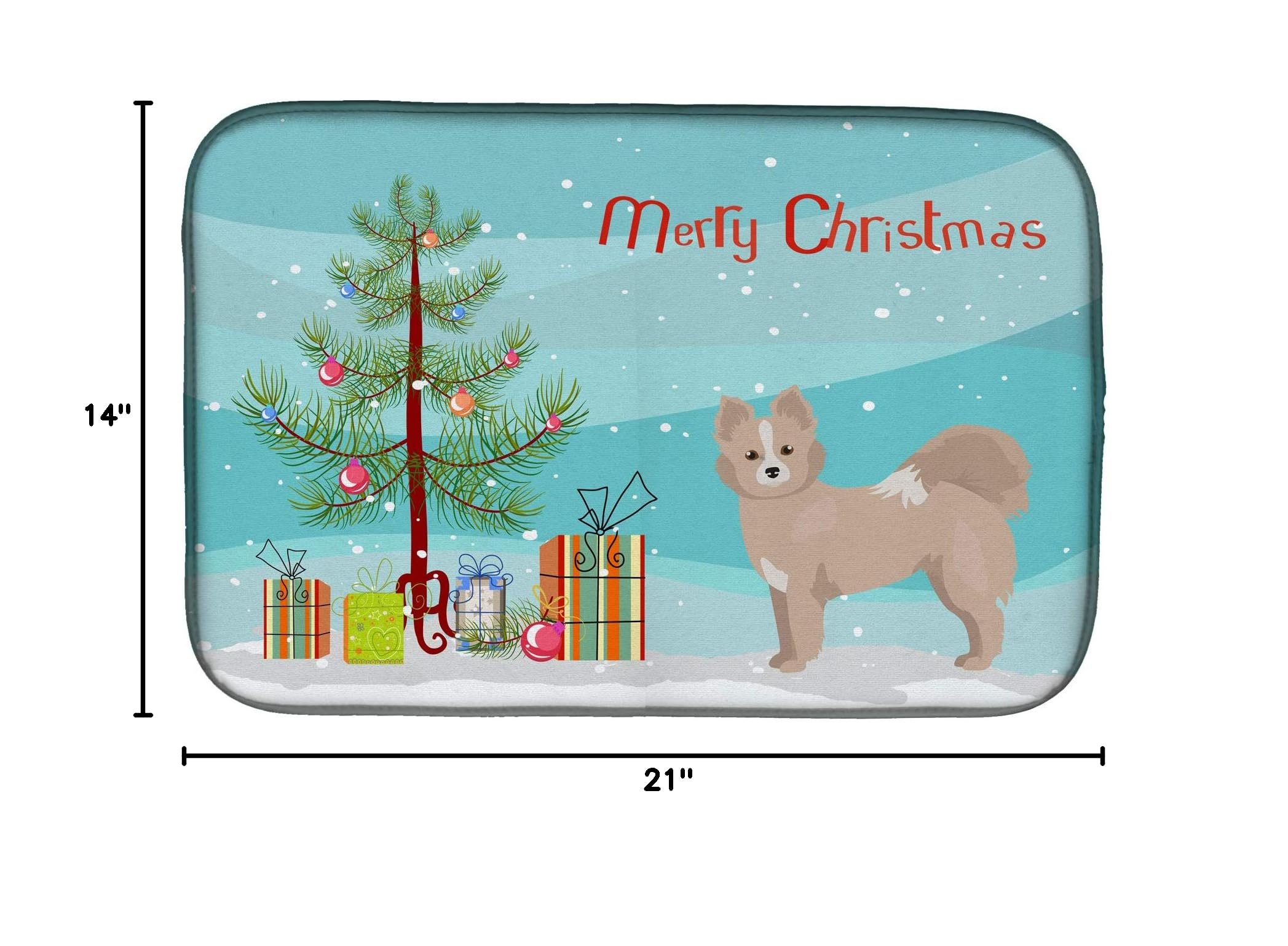 Pomchi Christmas Tree Dish Drying Mat - Absorbent Kitchen Counter Pad, 14x21