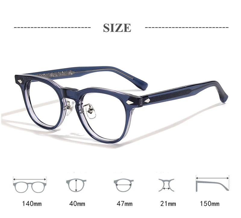 Stylish Unisex Black Acetate Eyeglasses - Round & Square Full Rim Frames for Men & Women | Perfect for Reading, Work, and Fashion Accessories