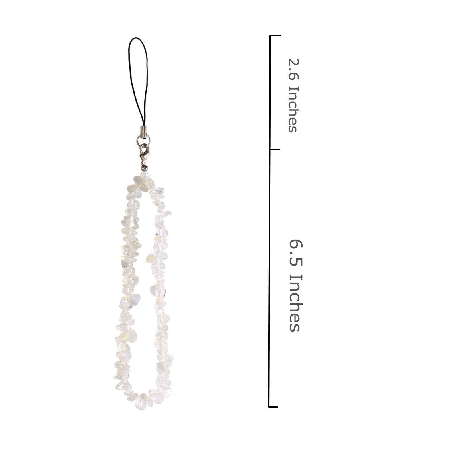 Natural Gemstone Phone Charms & Lanyard - Elegant Wrist Strap for Cell Phones & AirPods - Perfect Gift for Women & Girls (White) | Great for Everyday Use, Work, School & Travel Accessories