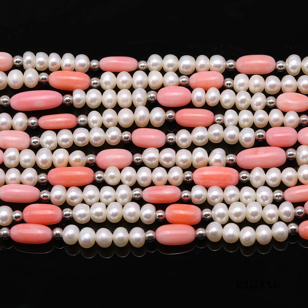 Elegant Multi-Strand Pink & White Pearl Necklace for Women - 27