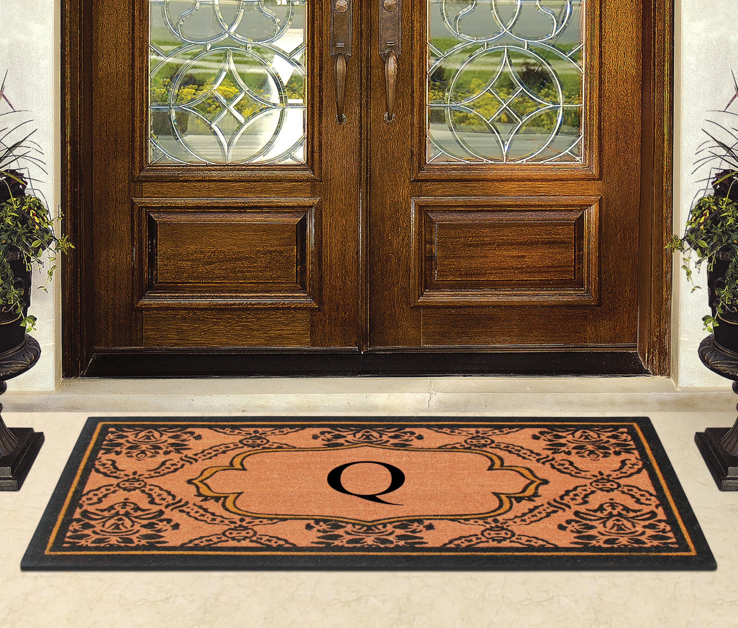 Premium Natural Coir Monogrammed Door Mat 30x60 - Heavy Duty, Anti-Shed & Durable Outdoor Entrance Mat - Thin Profile, Easy to Clean, Long Lasting - Perfect for Front Door, Porch, Patio or Mudroom Entryway
