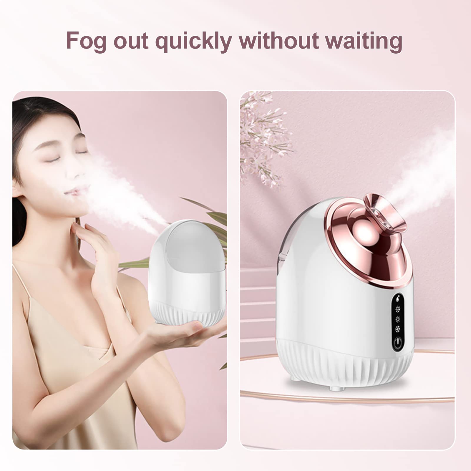 Nano Ionic Facial Steamer with Cold/Warm/Hot Mist - 240ml Large Water Tank, Portable Face Humidifier for Spa & Skincare, White | Perfect for Home Use, Travel & Professional Beauty Treatments