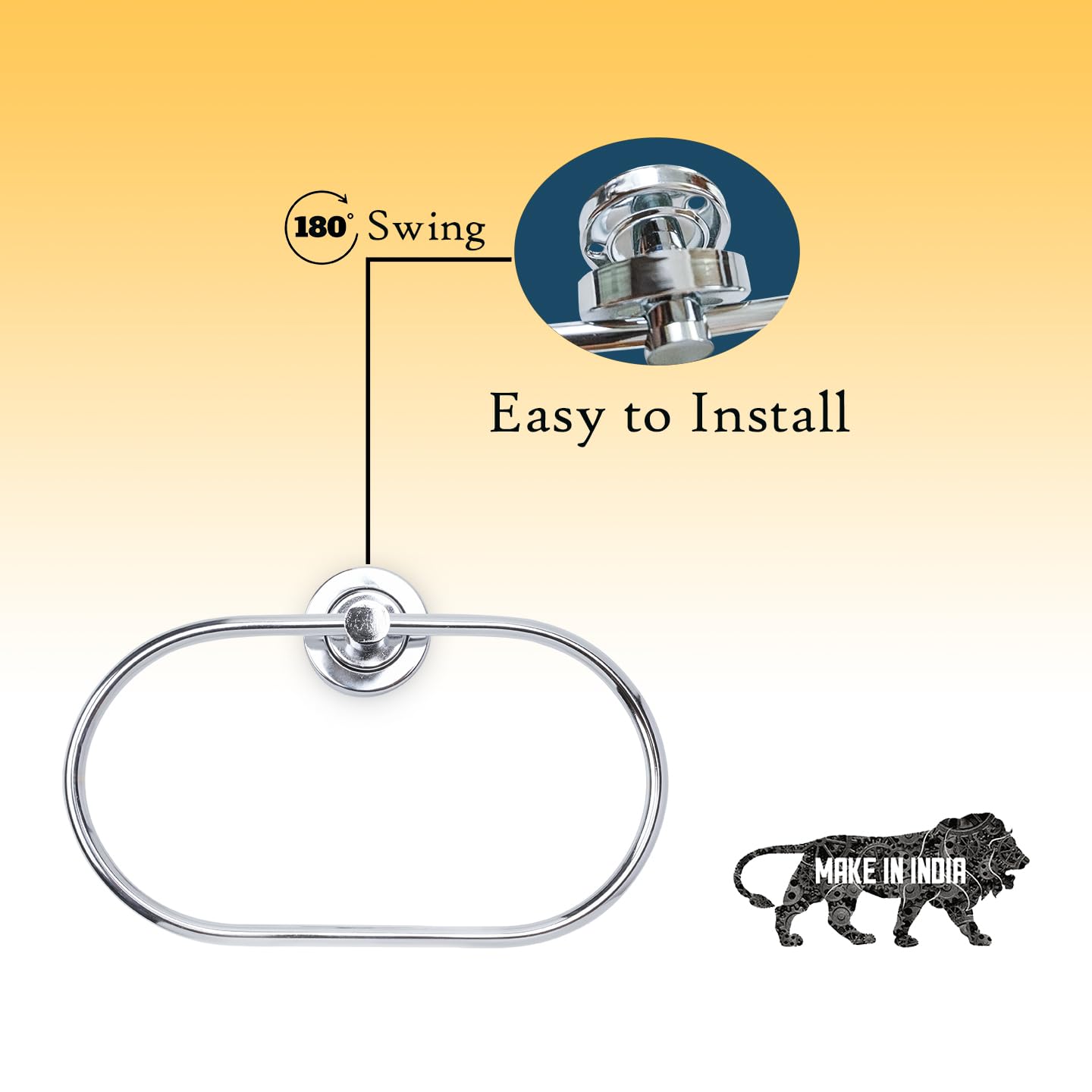 Stainless Steel Napkin Ring & Towel Holder Set - Modern Round Bathroom Accessories with Chrome Finish (Oval Shape) - Perfect for Kitchen, Dining Table & Bathroom Decor