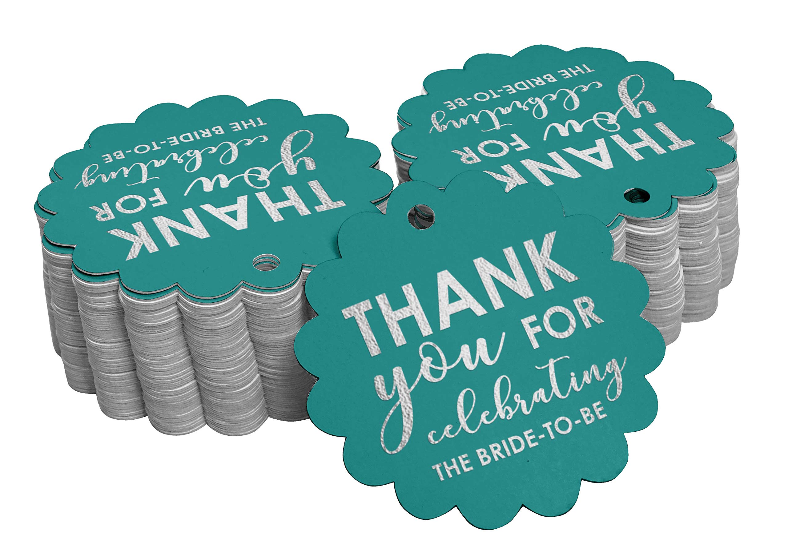 50pcs Silver Foil Thank You Tags for Bridal Shower Favors | Elegant Wedding Gift Tags for Bride-to-Be Celebrations | Perfect for Bridal Party Decorations & Wedding Favors